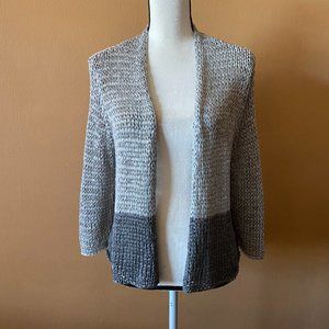 Eileen Fisher Two Tone Open Front Cardigan Sweater